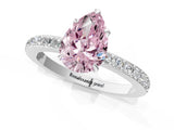White gold Fancy Pink Pear Cut Diamond Pavé Engagement Ring with Round  Accents and Prong Setting_87