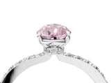 White gold Fancy Pink Pear Cut Diamond Pavé Engagement Ring with Round  Accents and Prong Setting_92