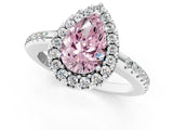 White gold Fancy Pink Pear Cut Diamond Pavé Halo Ring with Four-Prong Setting_49
