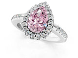 White gold Fancy Pink Pear Cut Diamond Pavé Halo Ring with Four-Prong Setting_61