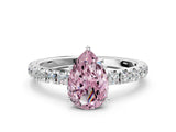 White gold Fancy Pink Pear Cut Diamond Pavé Solitaire Engagement Ring with Four-Prong Setting_83