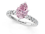 White gold Fancy Pink Pear Cut Diamond Pavé Solitaire Ring with Round Band and Prong Setting_15