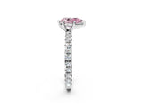 White gold Fancy Pink Pear Cut Diamond Pavé Solitaire Ring with Round Band and Prong Setting_16
