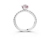 White gold Fancy Pink Pear Cut Diamond Pavé Solitaire Ring with Round Band and Prong Setting_17