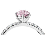 White gold Fancy Pink Pear Cut Diamond Pavé Solitaire Ring with Round Band and Prong Setting_18