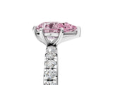 White gold Fancy Pink Pear Cut Diamond Pavé Solitaire Ring with Round Band and Prong Setting_19