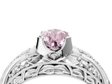 White gold Fancy Pink Pear Cut Diamond Pave Art Deco Split Shank Ring with Four-Prong Setting_4