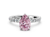 White gold Fancy Pink Pear Cut Diamond Pave Band Solitaire Ring with Round  and Prong Setting_130