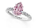 White gold Fancy Pink Pear Cut Diamond Pave Band Solitaire Ring with Round  and Prong Setting_131