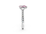 White gold Fancy Pink Pear Cut Diamond Pave Band Solitaire Ring with Round  and Prong Setting_132