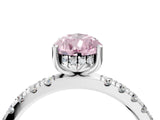 White gold Fancy Pink Pear Cut Diamond Pave Band Solitaire Ring with Round  and Prong Setting_134