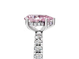 White gold Fancy Pink Pear Cut Diamond Pave Band Solitaire Ring with Round  and Prong Setting_135