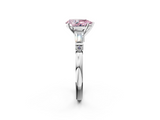 White gold Fancy Pink Pear  Cut Diamond Ring with Baguette Side Stones, Channel Set Band, and Four-Prong Setting_5