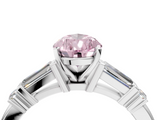 White gold Fancy Pink Pear  Cut Diamond Ring with Baguette Side Stones, Channel Set Band, and Four-Prong Setting_7
