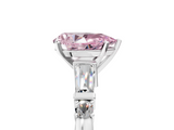 White gold Fancy Pink Pear  Cut Diamond Ring with Baguette Side Stones, Channel Set Band, and Four-Prong Setting_8