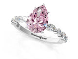 White gold Fancy Pink Pear Cut Diamond Ring with Marquise and Round  Side Stones and Four-Prong Setting_77