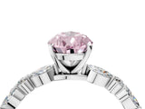 White gold Fancy Pink Pear Cut Diamond Ring with Marquise and Round  Side Stones and Four-Prong Setting_80