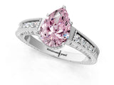 White gold Fancy Pink Pear Cut Diamond Ring with Milgrain Pavé Band and Four-Prong Setting_31