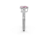 White gold Fancy Pink Pear Cut Diamond Ring with Milgrain Pavé Band and Four-Prong Setting_34