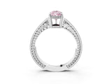White gold Fancy Pink Pear Cut Diamond Ring with Milgrain Pavé Band and Four-Prong Setting_35