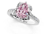 White gold Fancy Pink Pear Cut Diamond Ring with Pavé Band and Floral Prong Setting_40