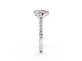 White gold Fancy Pink Pear Cut Diamond Ring with Pavé Band and Floral Prong Setting_41