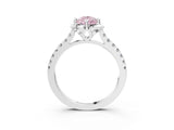 White gold Fancy Pink Pear Cut Diamond Ring with Pavé Band and Floral Prong Setting_42