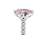 White gold Fancy Pink Pear Cut Diamond Ring with Pavé Band and Floral Prong Setting_44