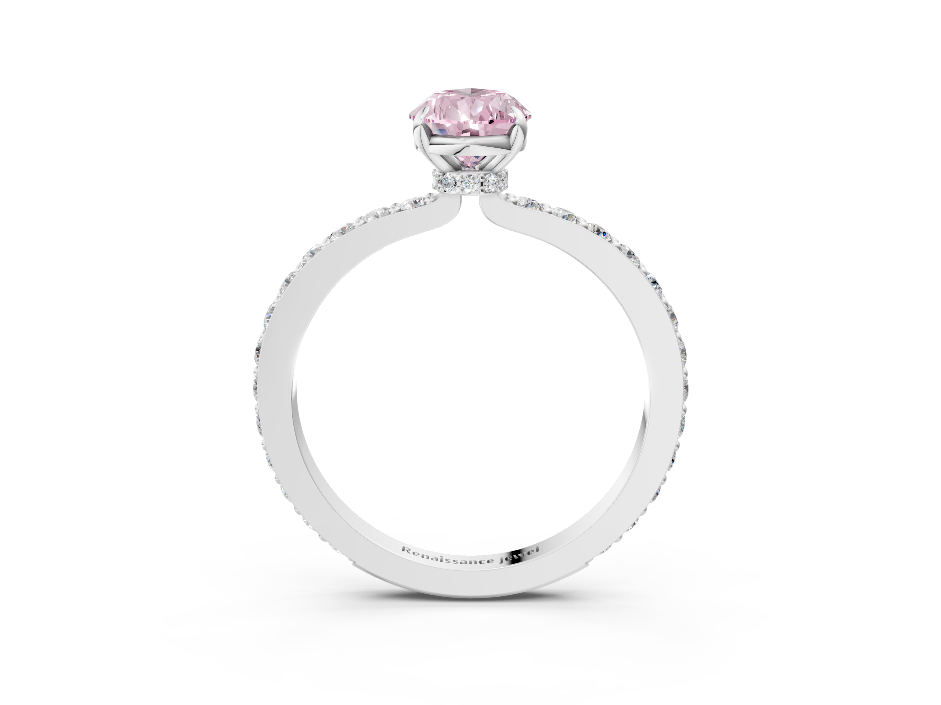 White gold Fancy Pink Pear  Cut Diamond Ring with Pavé Band and Four-Prong Setting_50