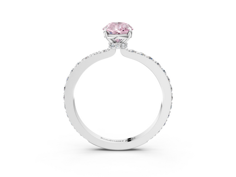 White gold Fancy Pink Pear  Cut Diamond Ring with Pavé Band and Four-Prong Setting_50