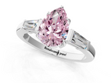 White gold Fancy Pink Pear  Cut Diamond Ring with Tapered Baguette Side Stones in Four-Prong Setting_4