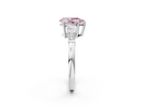 White gold Fancy Pink Pear  Cut Diamond Ring with Tapered Baguette Side Stones in Four-Prong Setting_5