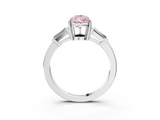 White gold Fancy Pink Pear  Cut Diamond Ring with Tapered Baguette Side Stones in Four-Prong Setting_6