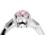White gold Fancy Pink Pear  Cut Diamond Ring with Tapered Baguette Side Stones in Four-Prong Setting_7