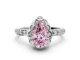White gold Fancy Pink Pear Cut Diamond Scalloped Halo Engagement Ring with Round Shared Prong Band_12