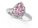 White gold Fancy Pink Pear Cut Diamond Scalloped Halo Engagement Ring with Round Shared Prong Band_13