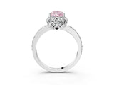 White gold Fancy Pink Pear Cut Diamond Scalloped Halo Engagement Ring with Round Shared Prong Band_15