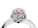 White gold Fancy Pink Pear Cut Diamond Scalloped Halo Engagement Ring with Round Shared Prong Band_16