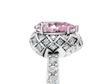 White gold Fancy Pink Pear Cut Diamond Scalloped Halo Engagement Ring with Round Shared Prong Band_17