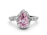 White gold Fancy Pink Pear Cut Diamond Scalloped Halo Engagement Ring with Round Shared Prong Band_42