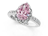 White gold Fancy Pink Pear Cut Diamond Scalloped Halo Engagement Ring with Round Shared Prong Band_43