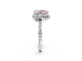White gold Fancy Pink Pear Cut Diamond Scalloped Halo Engagement Ring with Round Shared Prong Band_44