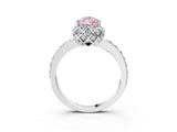 White gold Fancy Pink Pear Cut Diamond Scalloped Halo Engagement Ring with Round Shared Prong Band_45