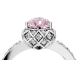 White gold Fancy Pink Pear Cut Diamond Scalloped Halo Engagement Ring with Round Shared Prong Band_46