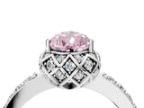 White gold Fancy Pink Pear Cut Diamond Scalloped Halo Engagement Ring with Round Shared Prong Band_64