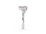 White gold Fancy Pink Pear Cut Diamond Scattered Round Accent Ring with Prong Setting_14