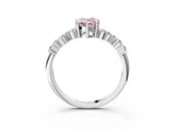 White gold Fancy Pink Pear Cut Diamond Scattered Round Accent Ring with Prong Setting_15