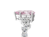 White gold Fancy Pink Pear Cut Diamond Scattered Round Accent Ring with Prong Setting_17