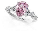 White gold Fancy Pink Pear Cut Diamond Scattered Round Accent Ring with Prong Setting_25