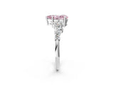 White gold Fancy Pink Pear Cut Diamond Scattered Round Accent Ring with Prong Setting_26